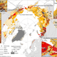 A map of areas of low, moderate, and high risk of permafrost melt.